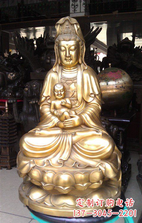 湖南铸铜送子观音雕塑
