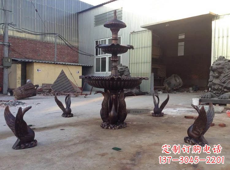 湖南铸铜天鹅喷泉雕塑
