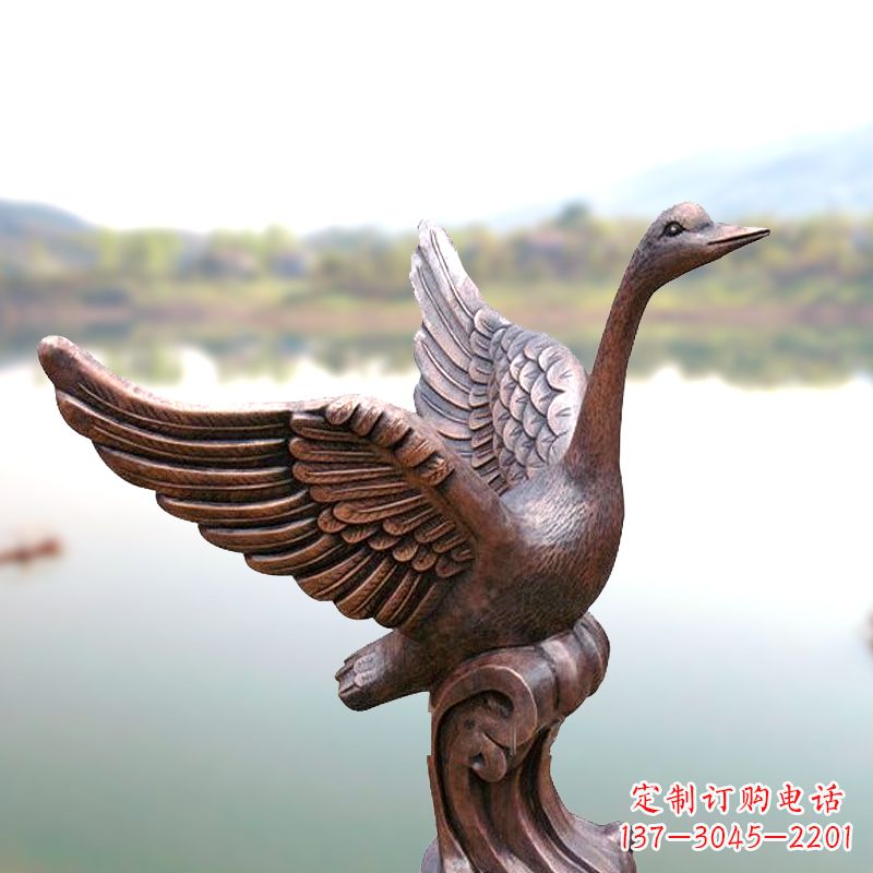 湖南铸铜天鹅景观摆件
