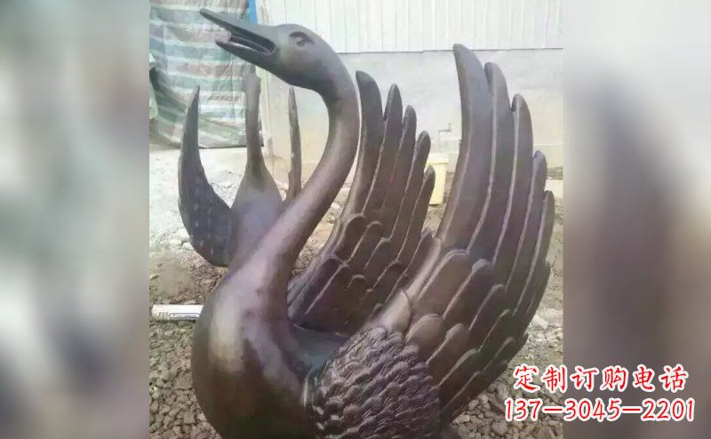 湖南铸铜天鹅铜雕