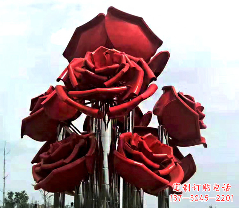 湖南大型不锈钢玫瑰花雕塑