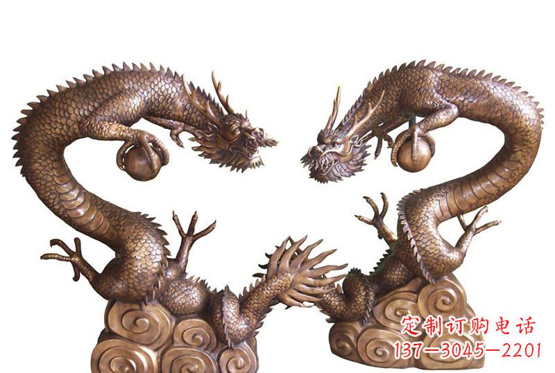 湖南紫铜铸双龙戏珠