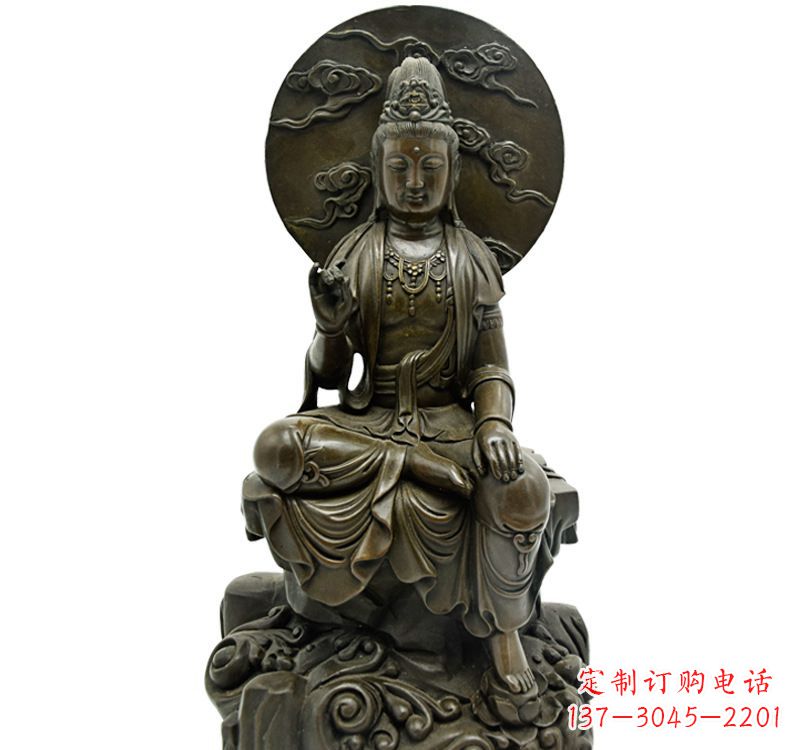 湖南自在观音菩萨仿古铜雕佛像