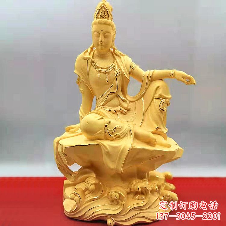 湖南自在观音纯铜镀金雕塑