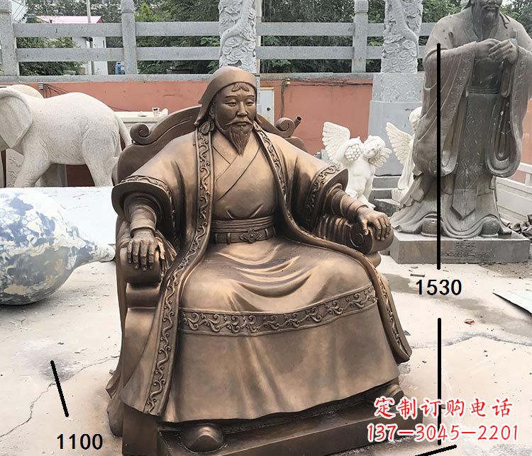 湖南坐式成吉思汗铜雕 (2)