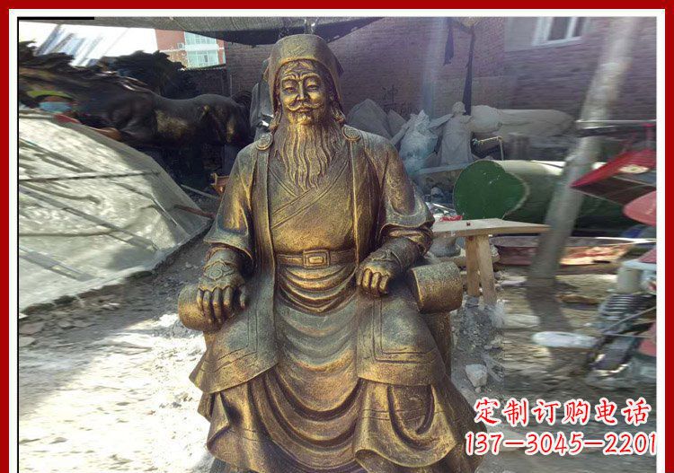 湖南坐式成吉思汗铜雕