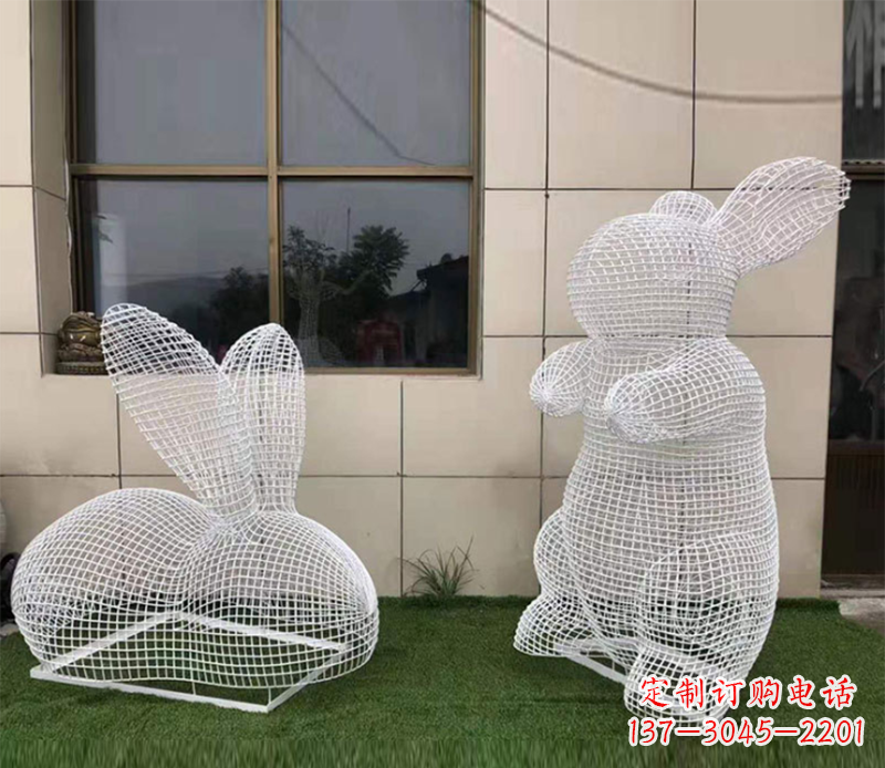 湖南镂空不锈钢兔子雕塑