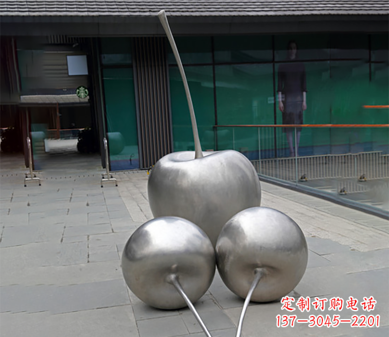 湖南实心不锈钢苹果雕塑