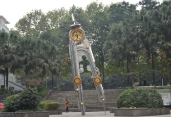 湖南圆规雕塑-不锈钢广场创意圆规雕塑